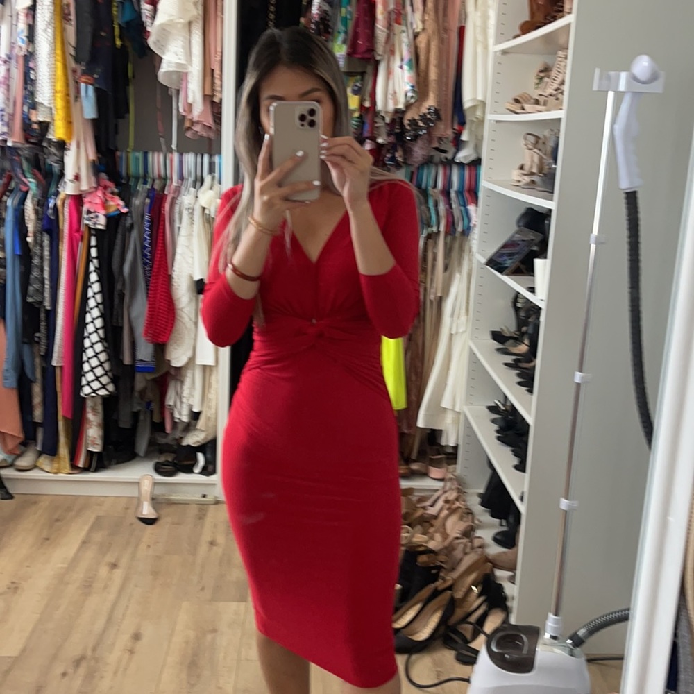 Red long sleeve dress
